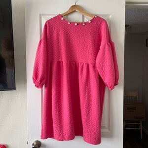 Simply Southern Pink Midi Dress with Pearl Accents